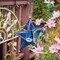 In the Breeze 9217 — Blue 5-Point Star Tealight Lantern — Moroccan-Style Boho Chic Glass and Metal Tealight Hanging Lantern